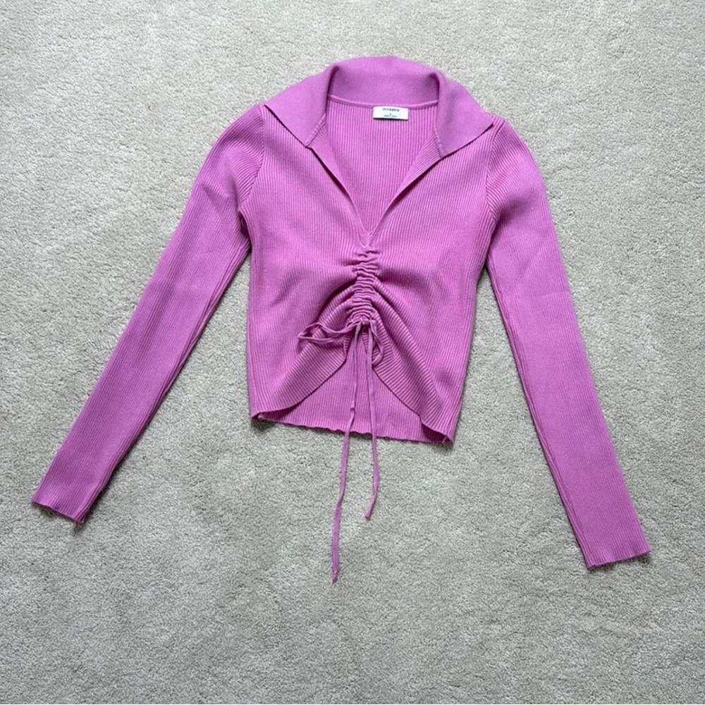 Vibrant Purple Ruched Cardigan